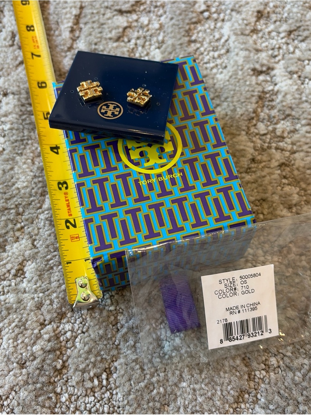 Tory Burch Gold T-Logo Stud Earrings - Picture 4 of 8